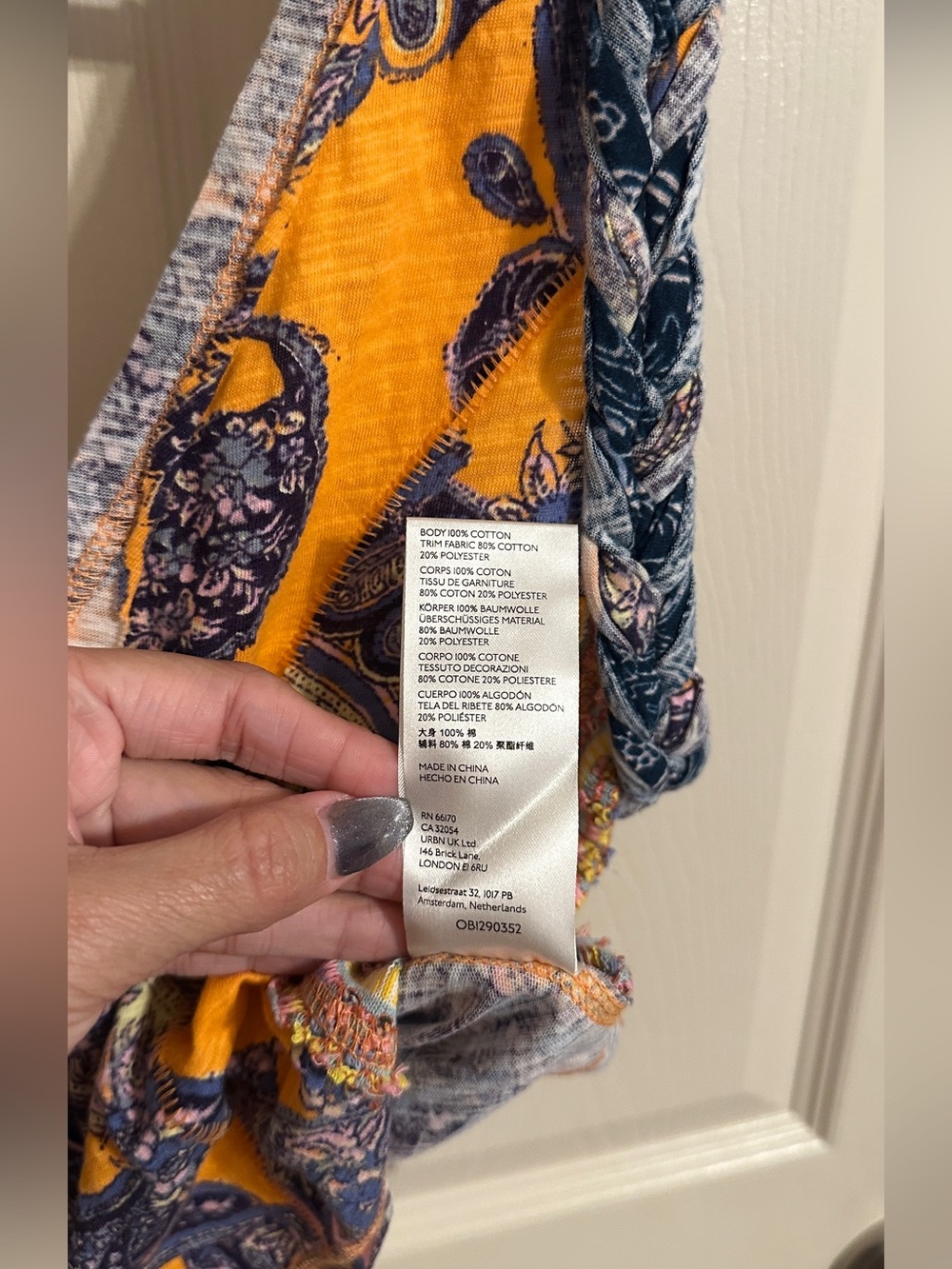 Free People Izabella Paisley V-Neck Crop Top, Orange & Purple w MultiColor, Sz S - Picture 11 of 11